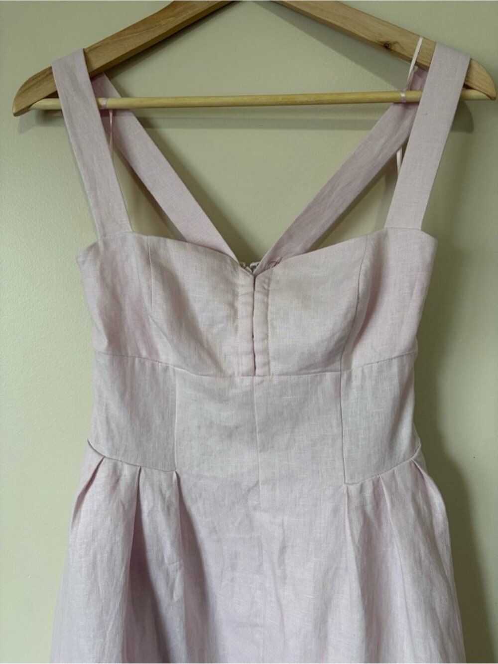 NEW Reformation Roma Midi Linen Dress Cherry Blossom Light Pink | US 0 UK 4 - Picture 8 of 15